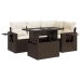 Set comedor de jardín 5 piezas y cojines ratán sintético marrón