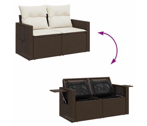 Set comedor de jardín 5 piezas y cojines ratán sintético marrón