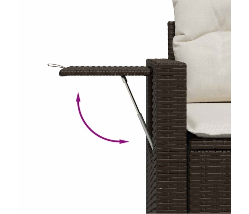 Set comedor de jardín 5 piezas y cojines ratán sintético marrón