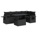 Set de sofás de jardín 6 piezas y cojines ratán sintético negro