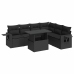 Set de sofás de jardín 7 pzas con cojines ratán sintético negro