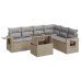Set sofás de jardín 7 piezas y cojines ratán sintético beige