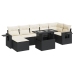 Set de sofás de jardín y cojines 8 piezas ratán sintético negro