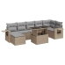 Set de sofás de jardín y cojines 8 piezas ratán sintético beige