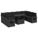 Set de sofás de jardín y cojines 10 pzas ratán sintético negro