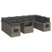 Set de sofás de jardín y cojines 10 pzas ratán sintético gris