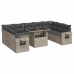 Set sofás jardín 10 pzas con cojines ratán sintético gris claro