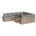 Set de sofás de jardín 11pzas con cojines ratán sintético beige
