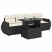 Set de muebles de jardín 5 pzas y cojines ratán sintético negro