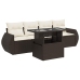 Set comedor de jardín 5 piezas y cojines ratán sintético marrón