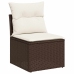 Set comedor de jardín 5 piezas y cojines ratán sintético marrón