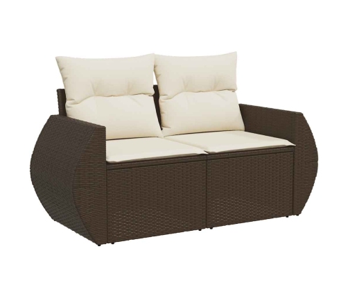 Set comedor de jardín 5 piezas y cojines ratán sintético marrón