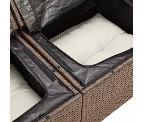 Set comedor de jardín 5 piezas y cojines ratán sintético marrón