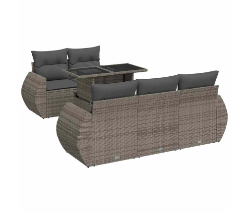 Set de muebles de jardín 6 pzas y cojines ratán sintético gris