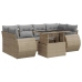 Set sofás de jardín 7 piezas y cojines ratán sintético beige