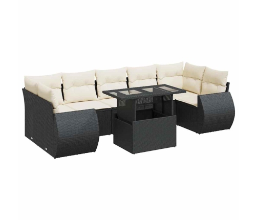 Set de sofás de jardín y cojines 8 piezas ratán sintético negro