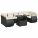 Set de sofás de jardín y cojines 8 piezas ratán sintético negro