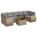 Set de sofás de jardín y cojines 8 piezas ratán sintético beige