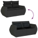 Set de sofás de jardín 6 piezas y cojines ratán sintético negro