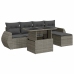 Set de muebles de jardín 6 pzas y cojines ratán sintético gris