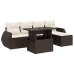 Set sofás de jardín 6 piezas y cojines ratán sintético marrón