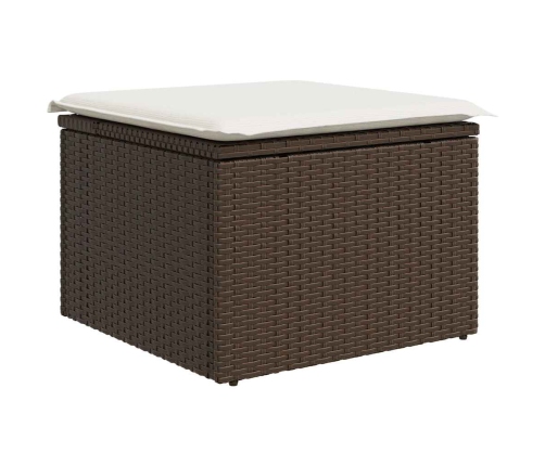 Set sofás de jardín 6 piezas y cojines ratán sintético marrón