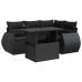 Set de muebles de jardín 5 pzas y cojines ratán sintético negro