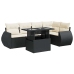 Set de sofás de jardín 6 piezas y cojines ratán sintético negro