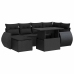 Set de sofás de jardín 7 pzas con cojines ratán sintético negro
