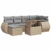 Set sofás de jardín 7 piezas y cojines ratán sintético beige