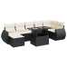 Set de sofás de jardín y cojines 8 piezas ratán sintético negro