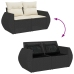 Set de sofás de jardín y cojines 10 pzas ratán sintético negro