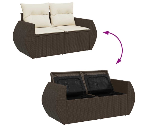 Set de sofás de jardín 10 pzas y cojines ratán sintético marrón