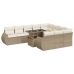 Set de sofás de jardín 11pzas con cojines ratán sintético beige