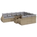 Set de sofás de jardín 11pzas con cojines ratán sintético beige