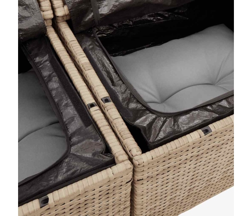 Set de sofás de jardín 11pzas con cojines ratán sintético beige