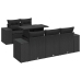 Set de sofás de jardín 6 piezas y cojines ratán sintético negro