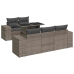 Set de muebles de jardín 6 pzas y cojines ratán sintético gris