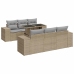 Set sofás de jardín 7 piezas y cojines ratán sintético beige