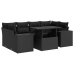 Set de sofás de jardín 7 pzas con cojines ratán sintético negro