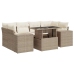 Set sofás de jardín 7 piezas y cojines ratán sintético beige