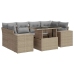 Set sofás de jardín 7 piezas y cojines ratán sintético beige