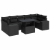 Set de sofás de jardín y cojines 8 piezas ratán sintético negro