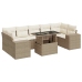 Set de sofás de jardín y cojines 8 piezas ratán sintético beige