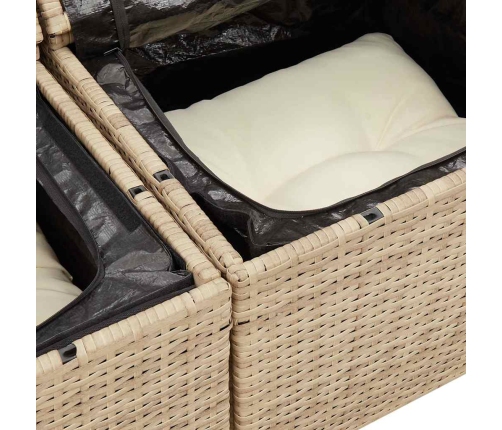 Set de sofás de jardín y cojines 8 piezas ratán sintético beige