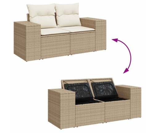 Set de sofás de jardín y cojines 8 piezas ratán sintético beige