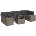 Set de sofás de jardín y cojines 8 piezas ratán sintético gris
