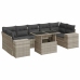 Set de sofás de jardín 8 pzas y cojines ratán sintético gris
