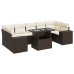 Set sofás de jardín 8 piezas y cojines ratán sintético marrón