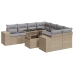 Set de sofás de jardín con cojines 9 pzas ratán sintético beige